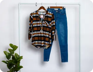 Casual Plaid with a Pop of Denim
